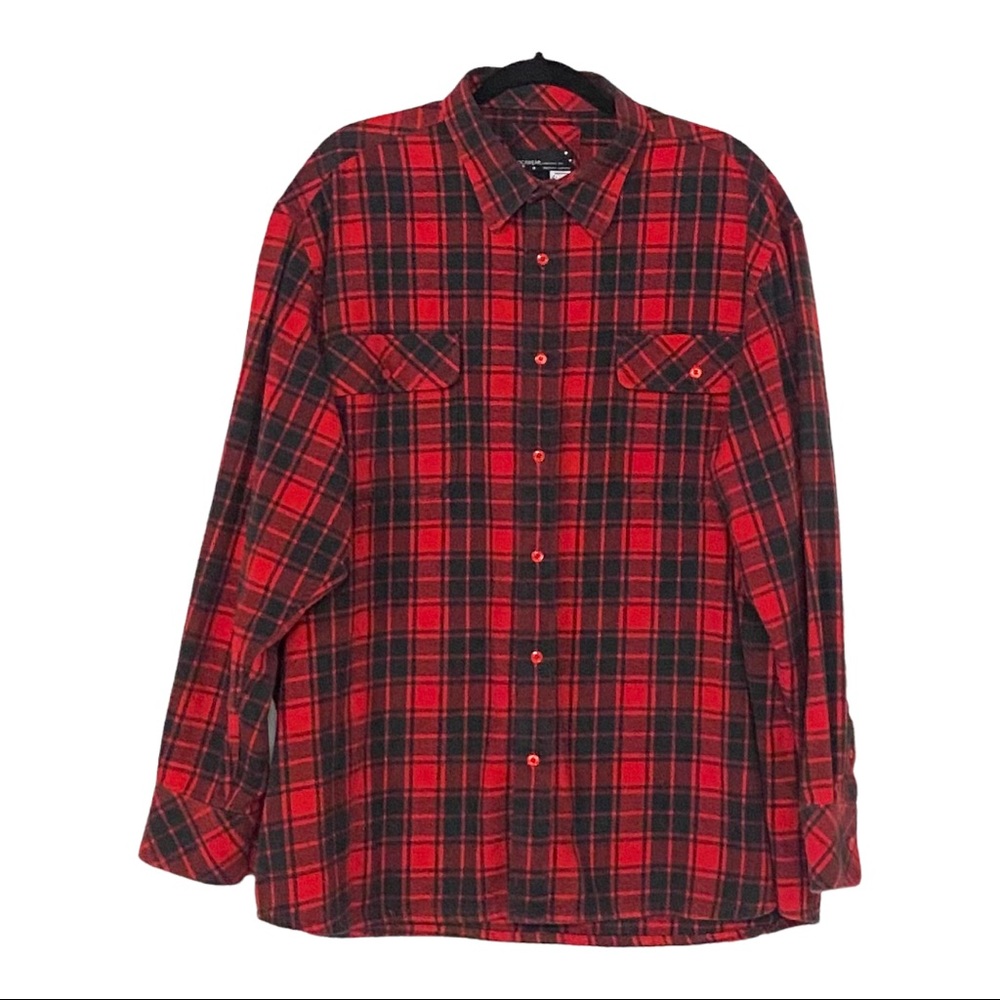 Rocawear Cotton Flannel Plaid Long Sleeve Button Down Shirt Men’s 3XL Black Red
